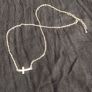 Gold plated Cross with Rhinestones Necklace